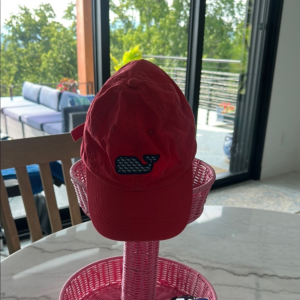 Vineyard Vines Red Cap with Whale Logo